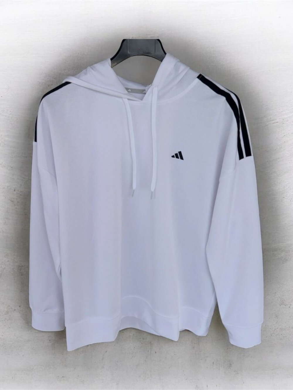 Adidas Men's Elevated 3 Stripe Hoodie White Black Pullover XL NWT MSRP $65